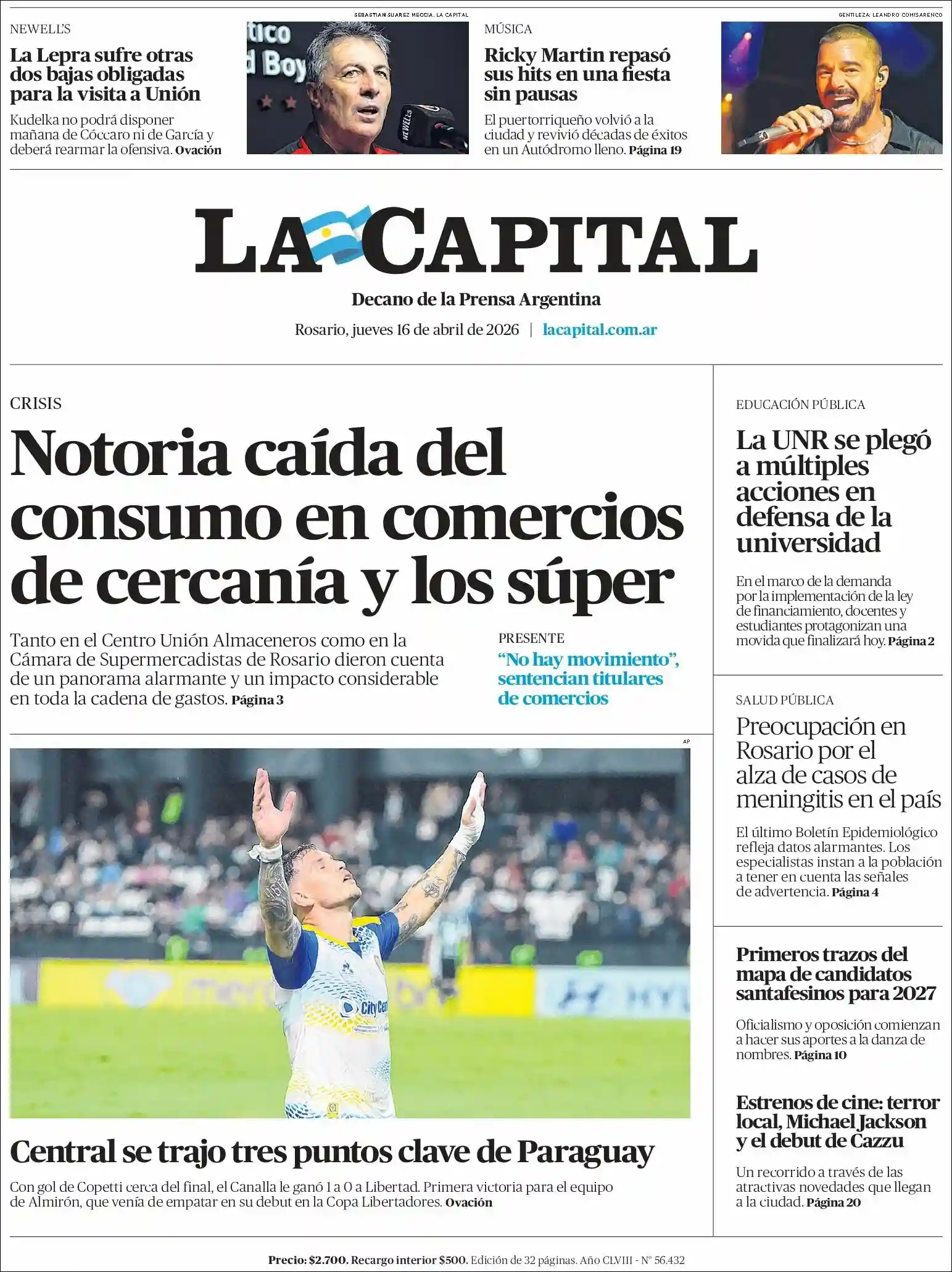 Evolucion Streaming | RADIO MÁS MERCEDES - Tapa del diario La Capital Rosario