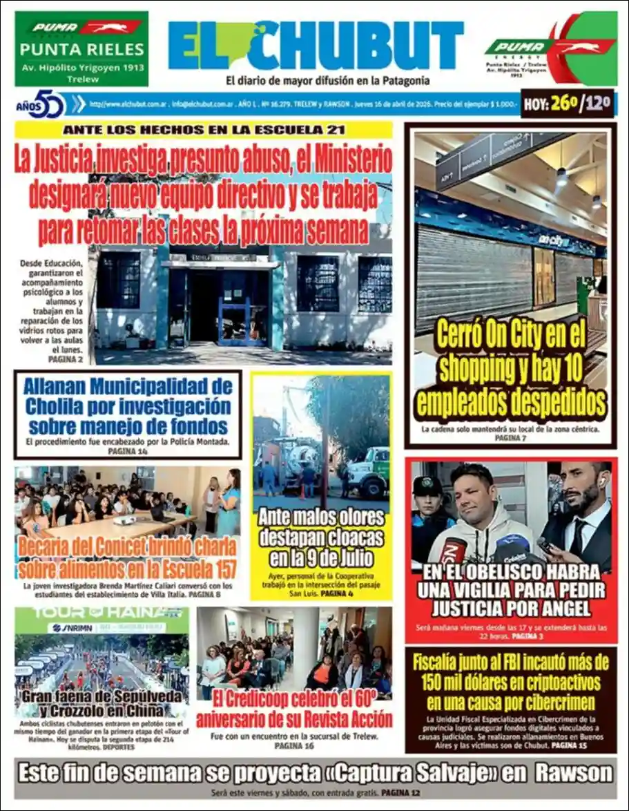 Evolucion Streaming | RADIO MÁS MERCEDES - Tapa del diario El Chubut