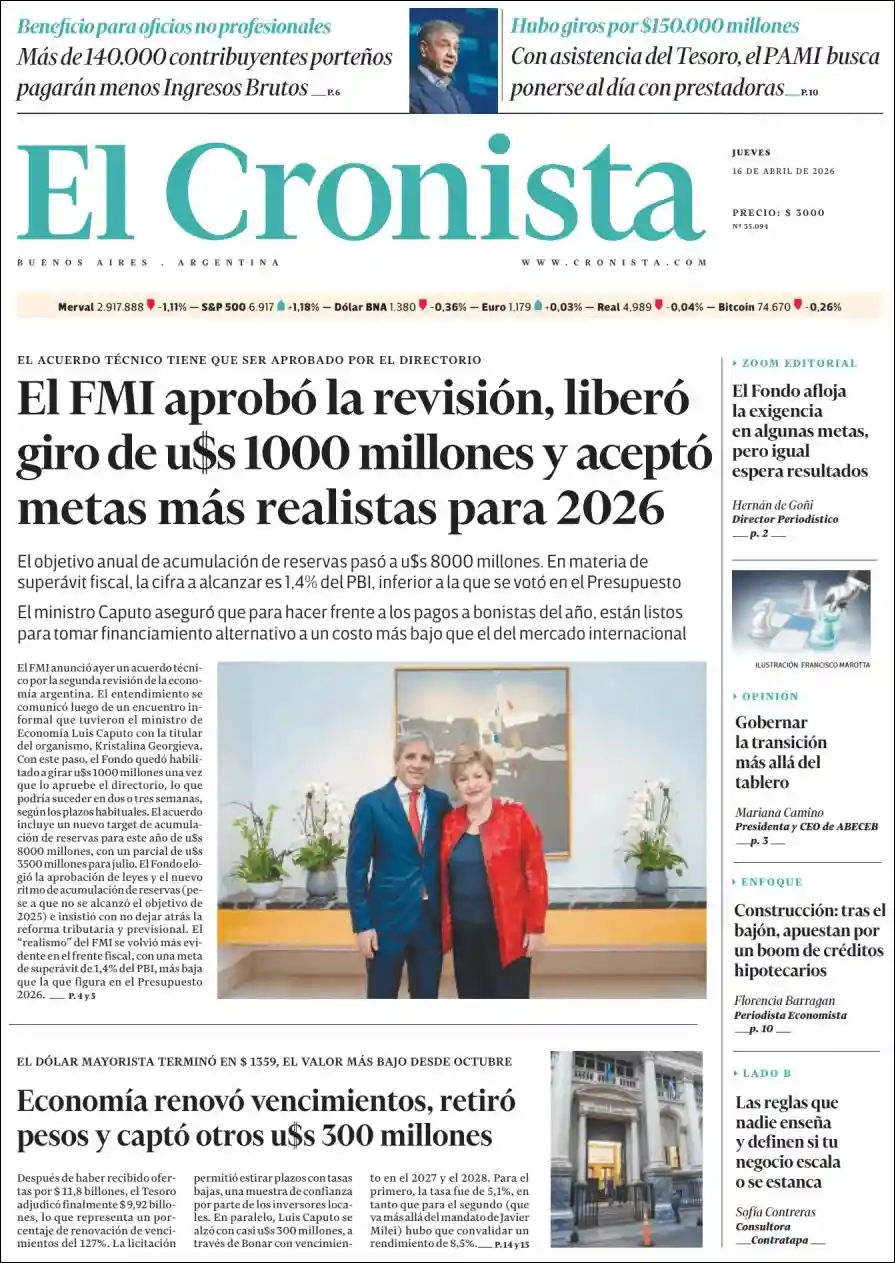 Evolucion Streaming | RADIO MÁS MERCEDES - Tapa del diario Cronista